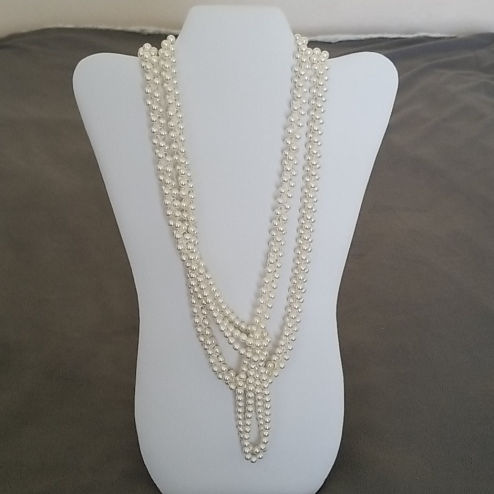 Vintage Faux Pearl Lariat Necklace